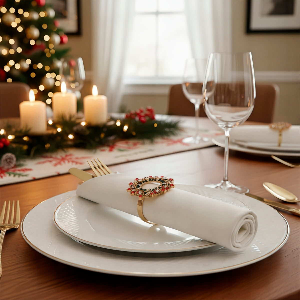 Cooksmart Set 4 Tovaglioli Natalizi In Cotone 100% - Natale In Fattoria - Lavabili E Riutilizzabili