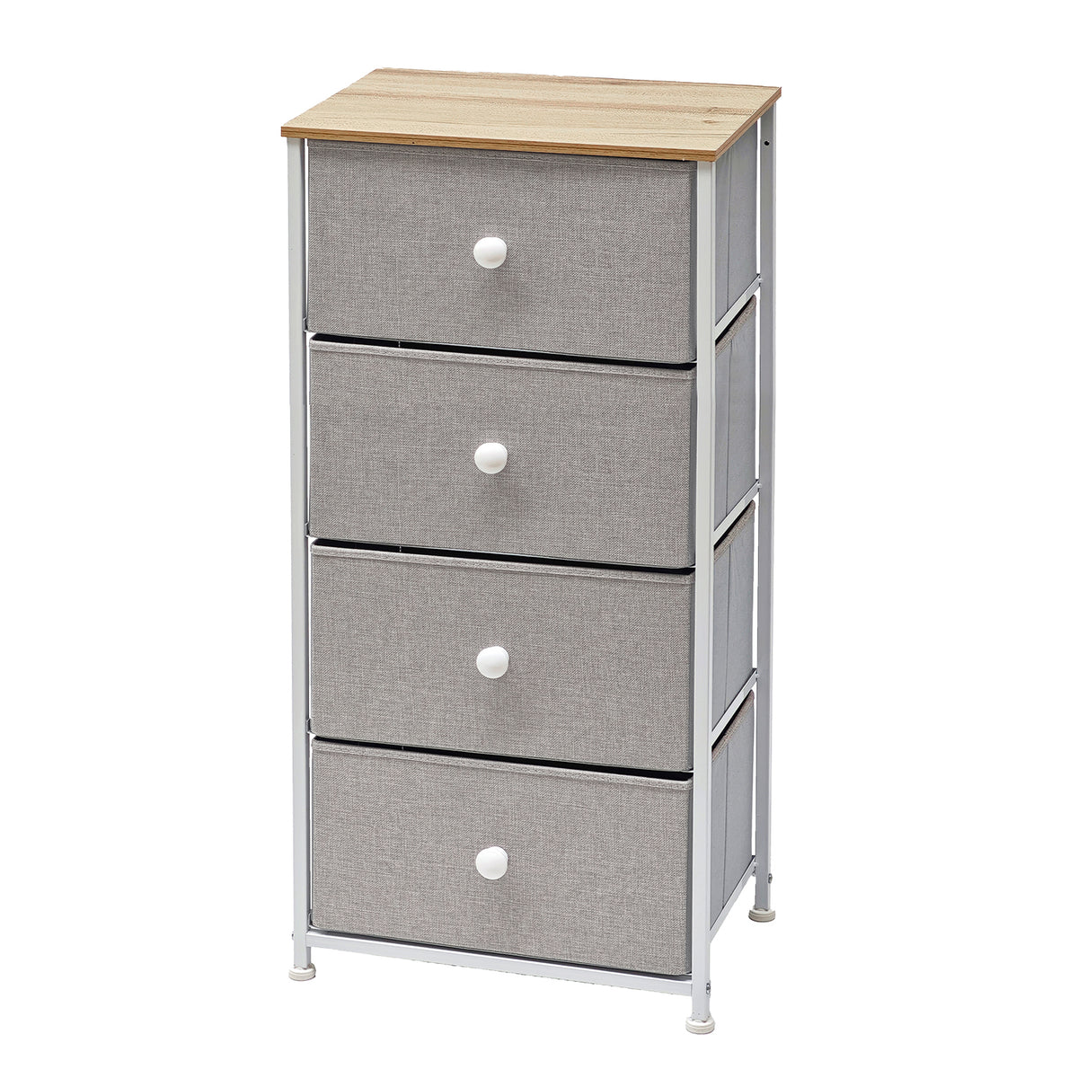 DWVO Cassettiera 5 Cassetti In Tessuto Grigio Scuro Con Struttura In Acciaio E Piano In Legno - Perfetta Per Camera E Soggiorno - 6