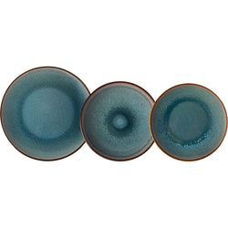 GUSTO CASA - Servizio di piatti in stoneware Haruki Reactive Blue 18 pezzi