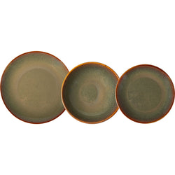 GUSTO CASA - Servizio di piatti in stoneware Haruki Reactive Green 18 pezzi