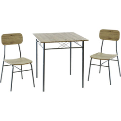 VESTIAMO CASA - Set Tavolo da pranzo 70x70 cm e 2 sedie in metallo e MDF Rovere Cadiz