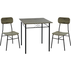 VESTIAMO CASA - Set Tavolo da pranzo 70x70 cm e 2 sedie in metallo e MDF Rovere Oak