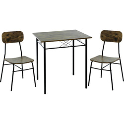 VESTIAMO CASA - Set Tavolo da pranzo 70x70 cm e 2 sedie in metallo e MDF Rovere Massello