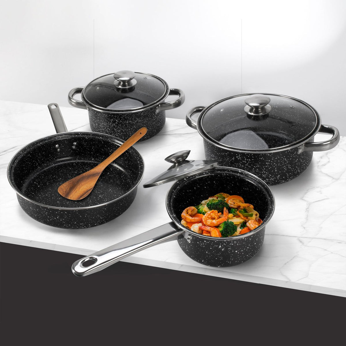 briebe Set Pentole Induzione Batteria 8 Pezzi, 4 Casseruola, Alluminio