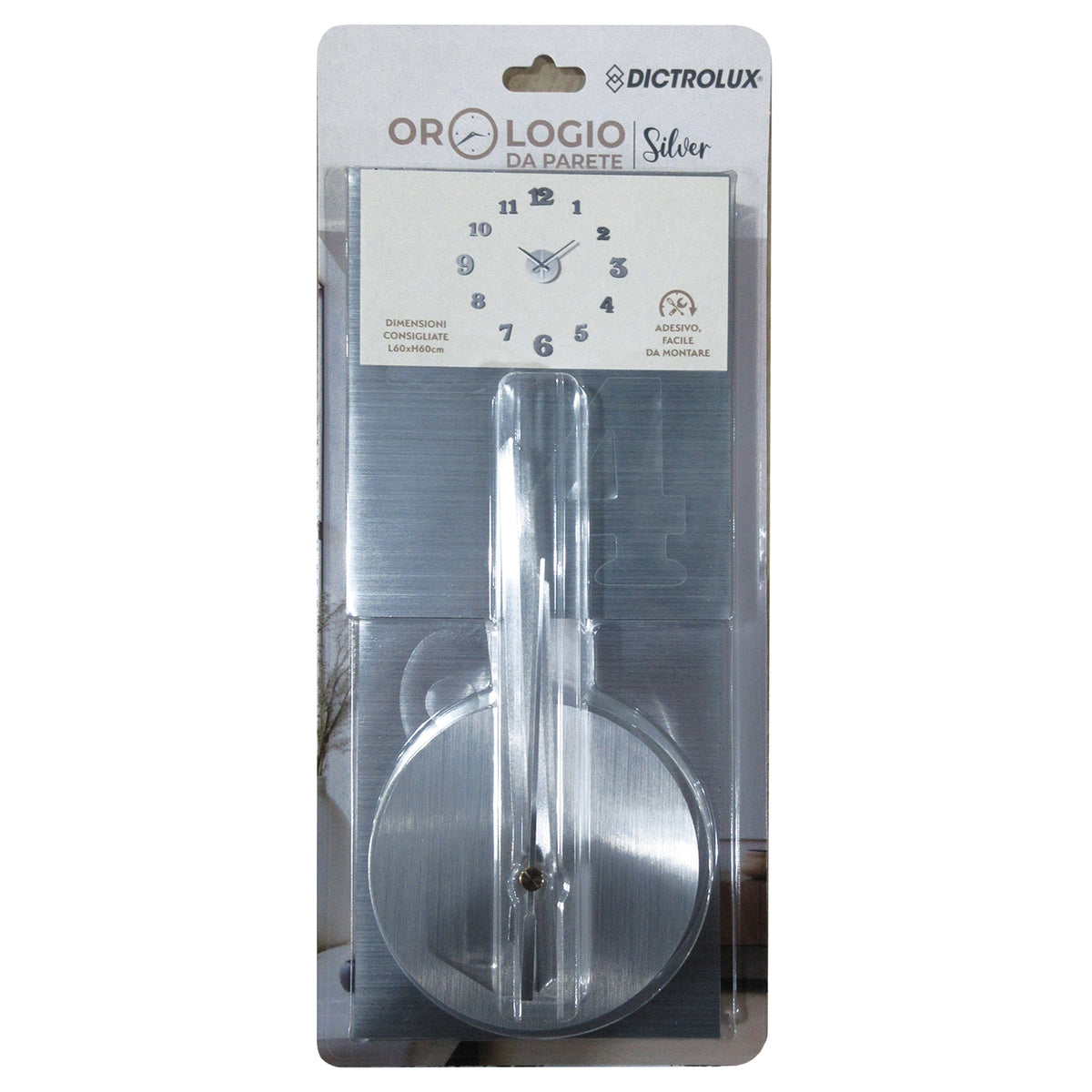 DICTROLUX Orologio da parete adesivo Silver 50x50 cm – Shop On