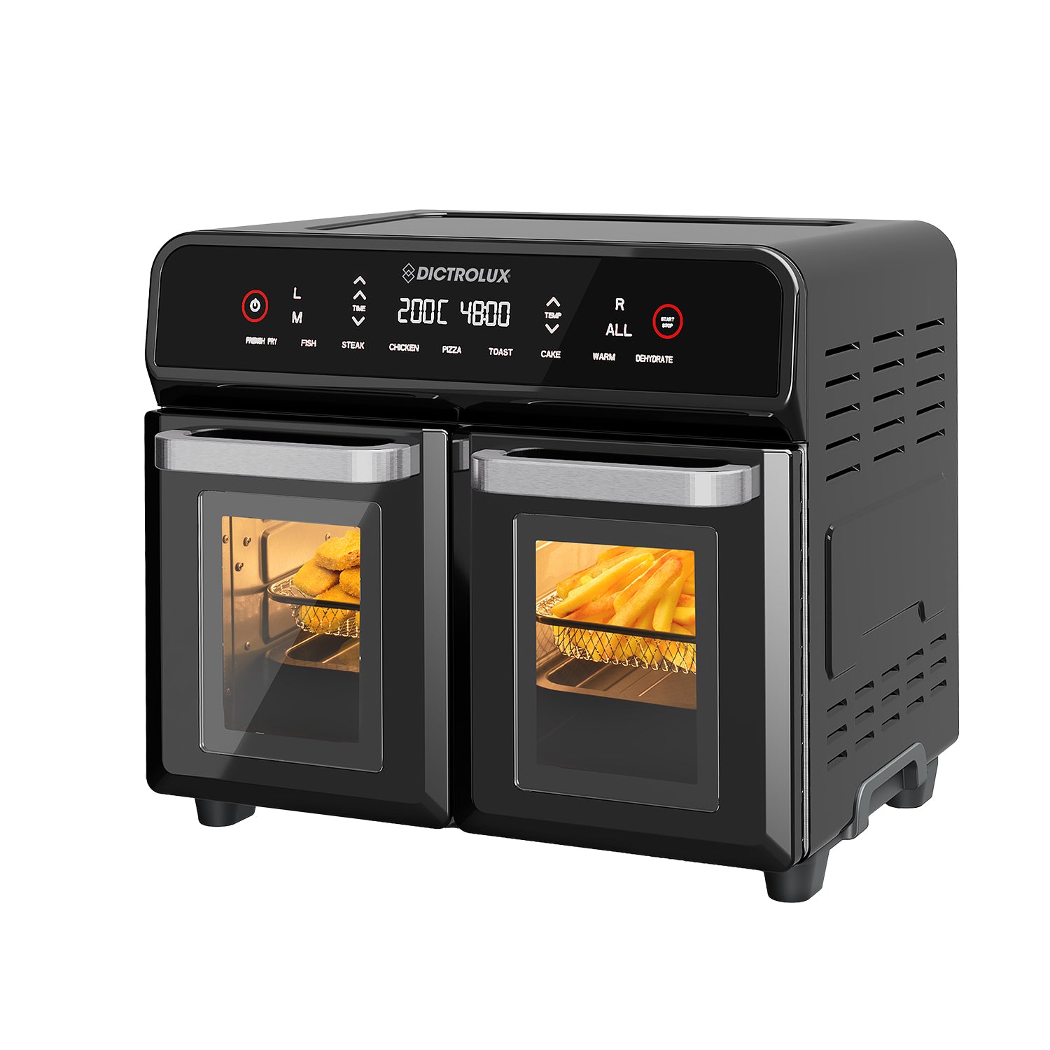 DICTROLUX Friggitrice Ad Aria Multifunzione 2 Zone 23 Litri 2400 Wat dictrolux-friggitrice-ad-aria-multifunzione-2-zone-23-litri-2400-wat