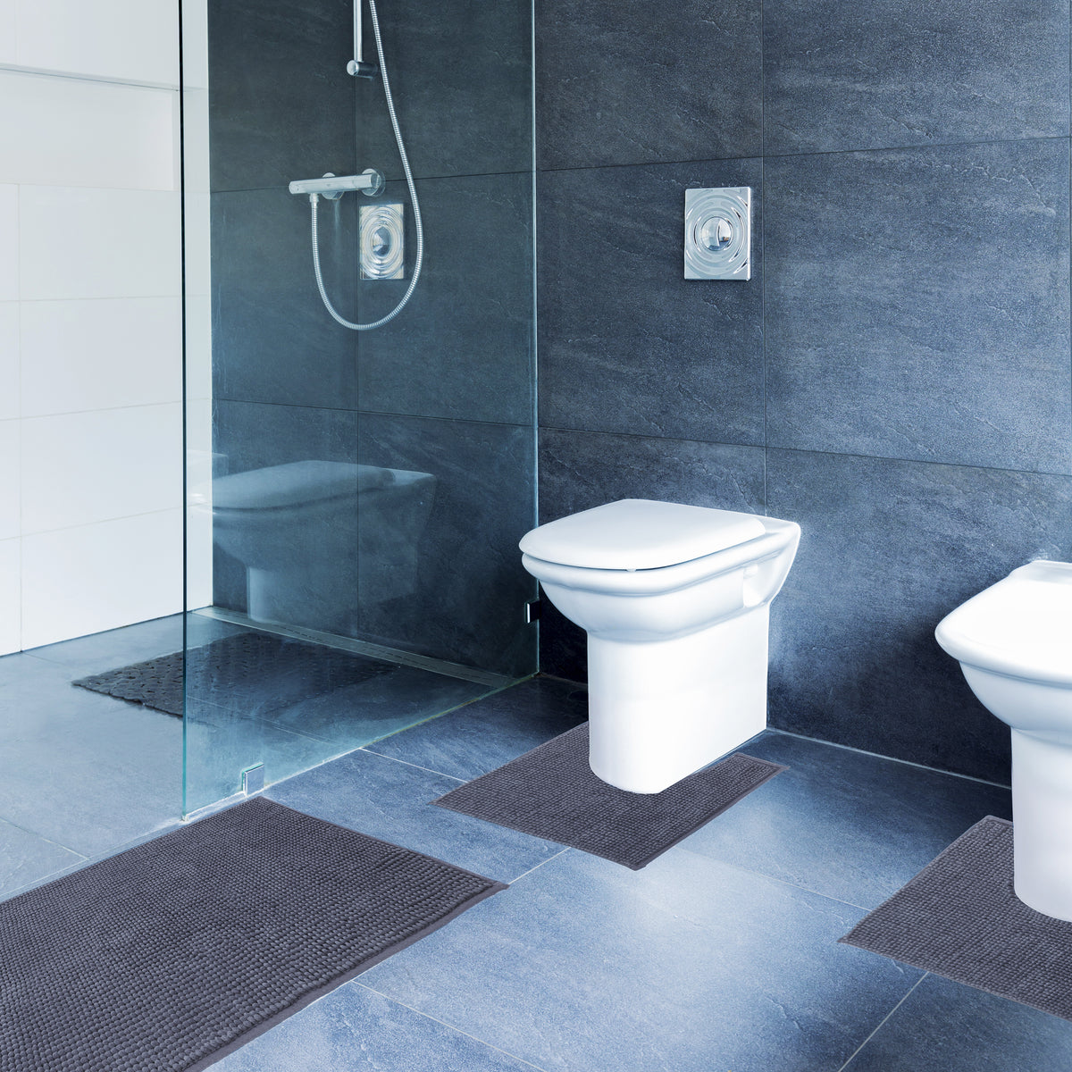 Tappeti, tappetini da bagno e copriwater in tessuto grigio in gomma | Acquisti Online su