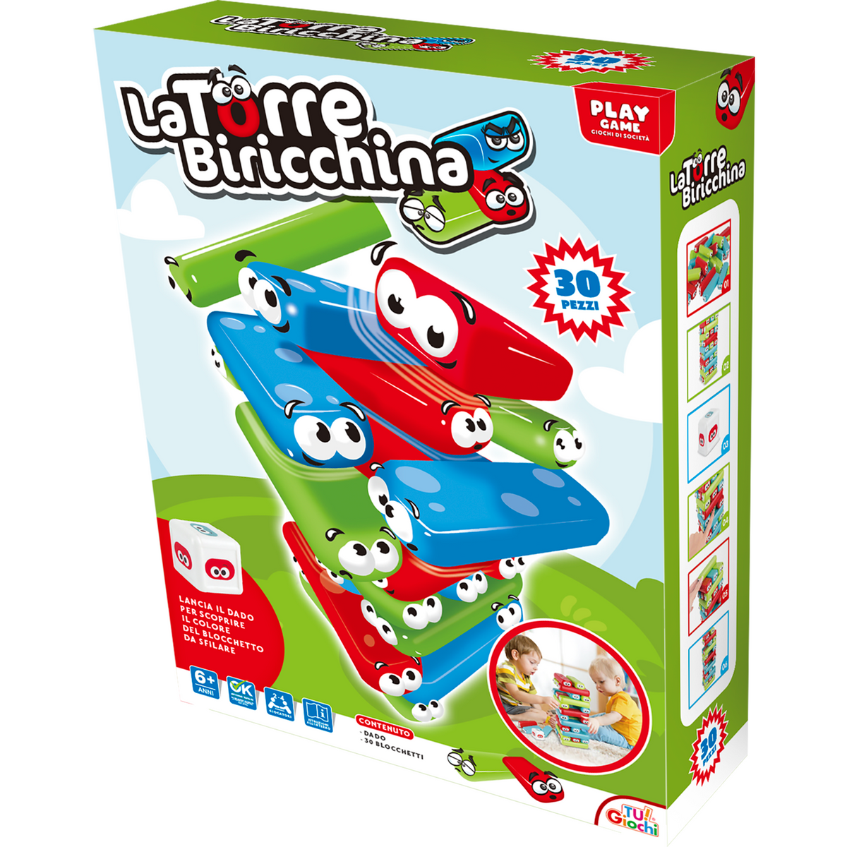Aquamarine Games La Torre Plus: Gioco In Legno 3 In 1 FSC 100% - Torre Instabile, Domino Della Frutta E Gioco Di Memoria - 3