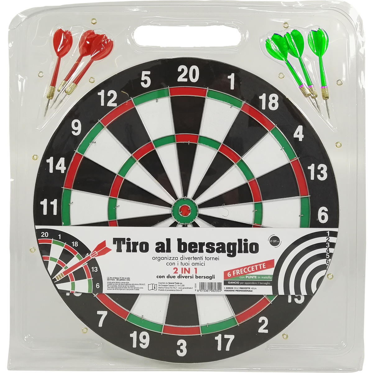 Gioco Bersaglio Con 6 Freccette – Diametro 43 Cm (Modello 50012) – Divertimento Per Tutta La Famiglia