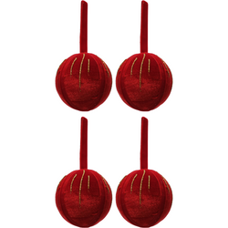 VESTIAMO CASA GRAN NATALE - Palle di Natale in velluto rosse diametro 10 cm - set 4 pezzi