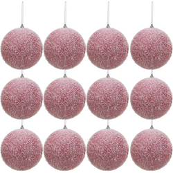 VESTIAMO CASA GRAN NATALE - Palle di Natale con glitter colore rosa set 12 pezzi diametro 6 cm