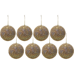 VESTIAMO CASA GRAN NATALE - Palle di Natale con glitter e paillettes Oro diametro 8 cm - set 8 pezzi