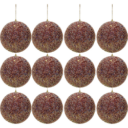 VESTIAMO CASA GRAN NATALE - Palle di Natale con glitter e paillettes Rosso diametro 6 cm - set 12 pezzi