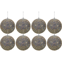 VESTIAMO CASA GRAN NATALE - Palle di Natale con glitter e paillettes Silver diametro 8 cm - set 8 pezzi