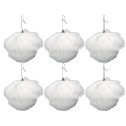 VESTIAMO CASA GRAN NATALE - Palle di Natale con pelliccia colore bianco - set 6 pezzi diametro 8 cm