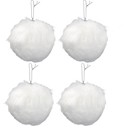 VESTIAMO CASA GRAN NATALE - Palle di Natale con pelliccia colore bianco set 4 pezzi - diametro 10 cm