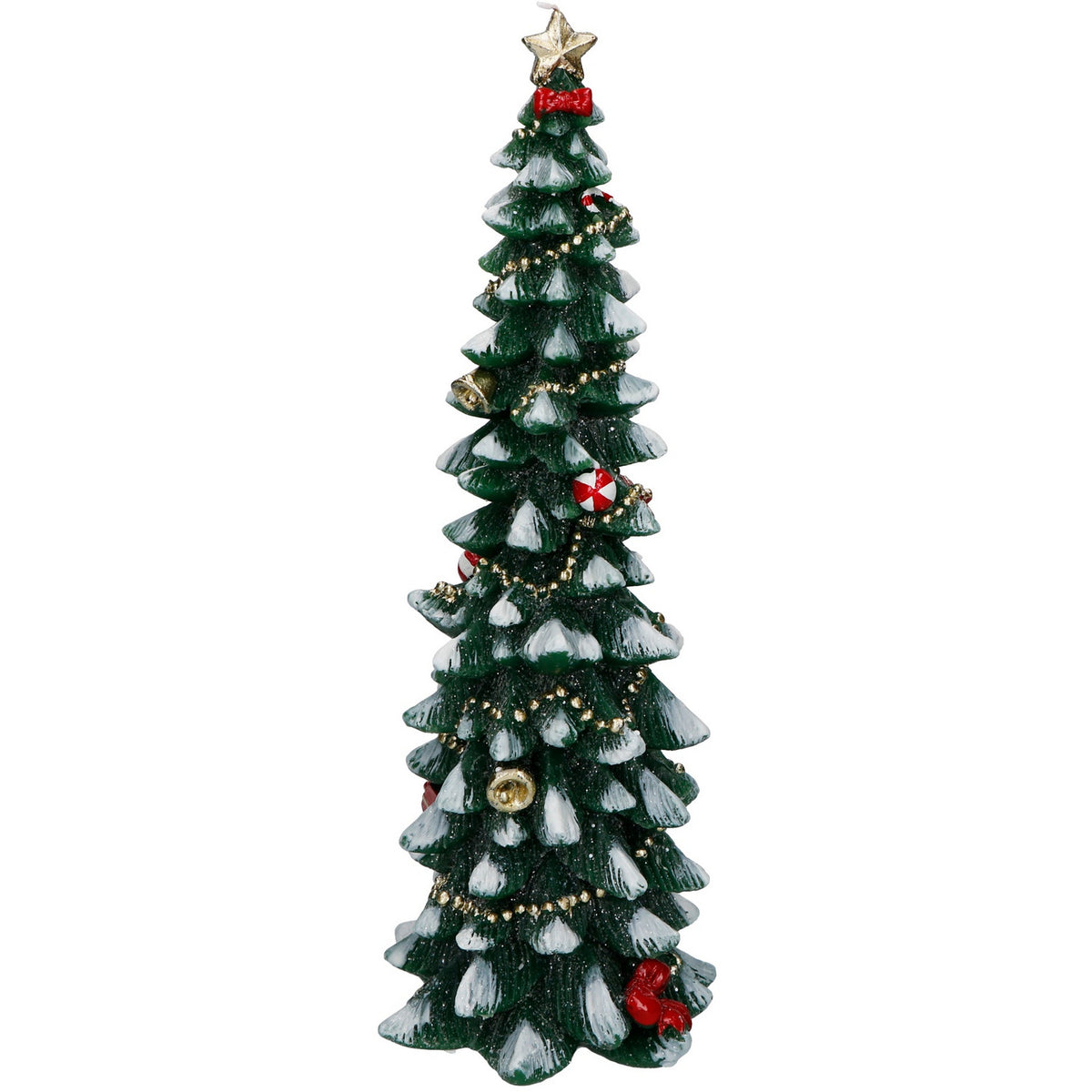 Candela Natalizia a Forma di Albero di Natale da 6 cm con addobbi