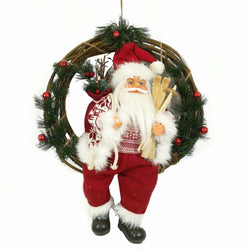 VESTIAMO CASA GRAN NATALE - Ghirlanda Appendino dietroporta con Babbo Natale diametro 41 cm - Decorazione natalizia