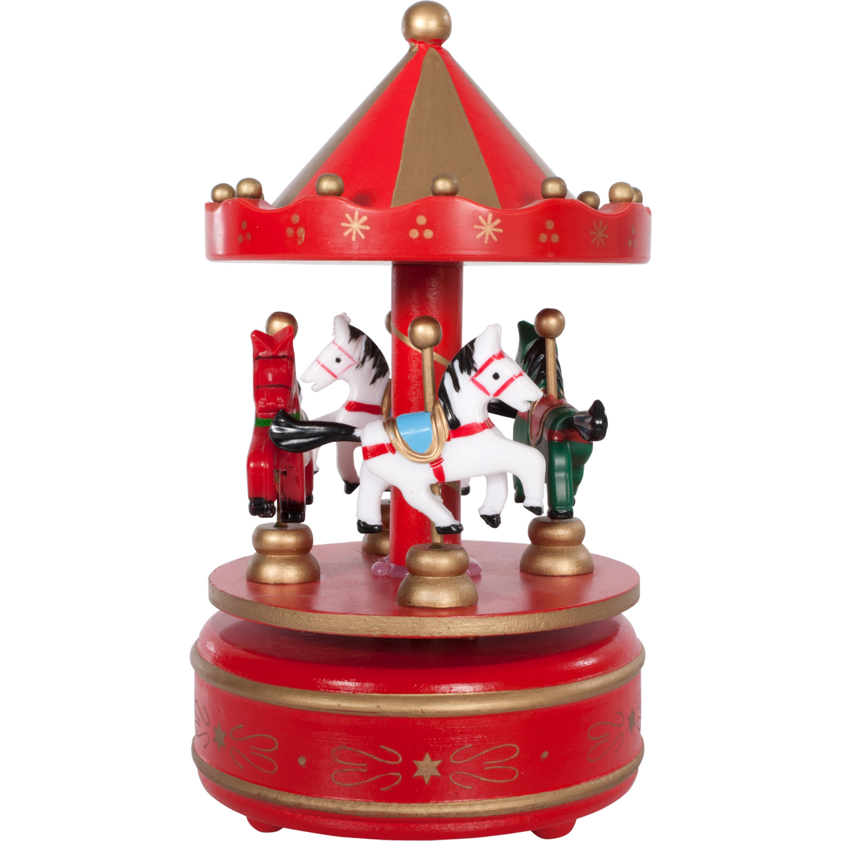 Carillon giostra di Natale rossa bianca 25x20x20 cm