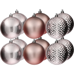 VESTIAMO CASA GRAN NATALE - Palle di Natale rosa set 12 pezzi diametro 8cm