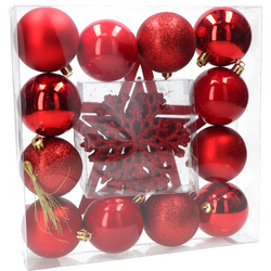 VESTIAMO CASA GRAN NATALE - Palle di Natale  con puntale rosso diametro 6 cm - set 12 pezzi
