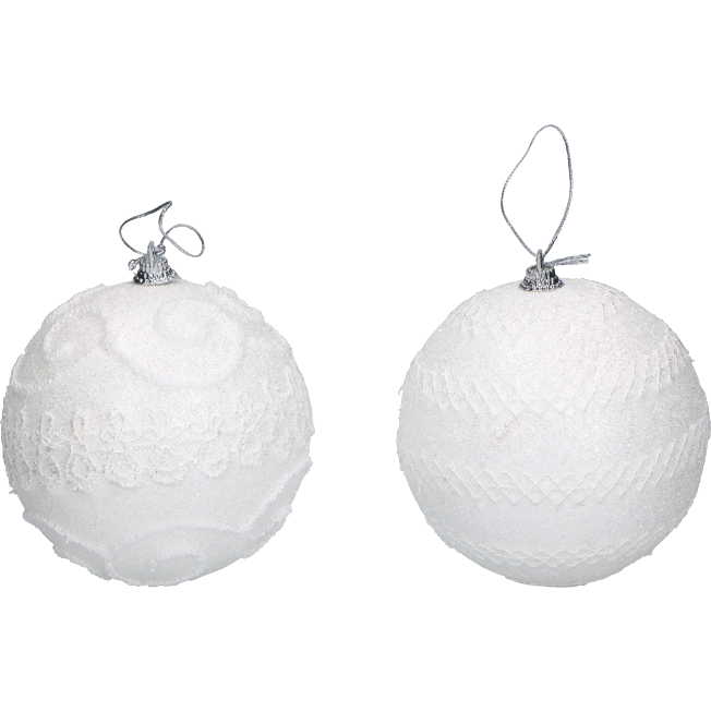 VESTIAMO CASA GRAN NATALE - Palle di Natale colore bianco con glitter set 5 pezzi diametro 10 cm