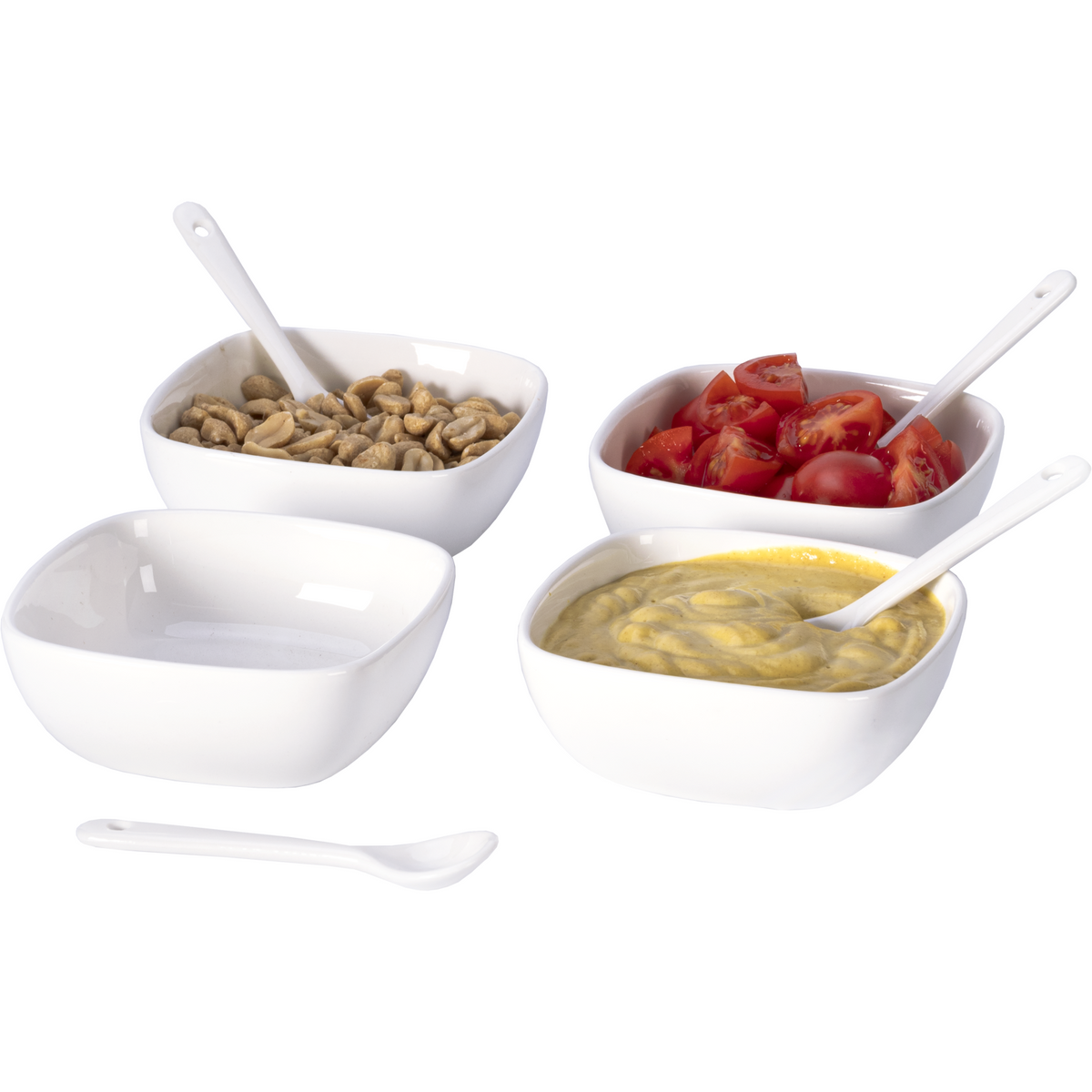 HAPPY KIT 6 Ciotole In Ceramica 15,2 Cm – 680 Ml – Per Zuppe, Pasta, Cereali – Bianco E Antiscivolo