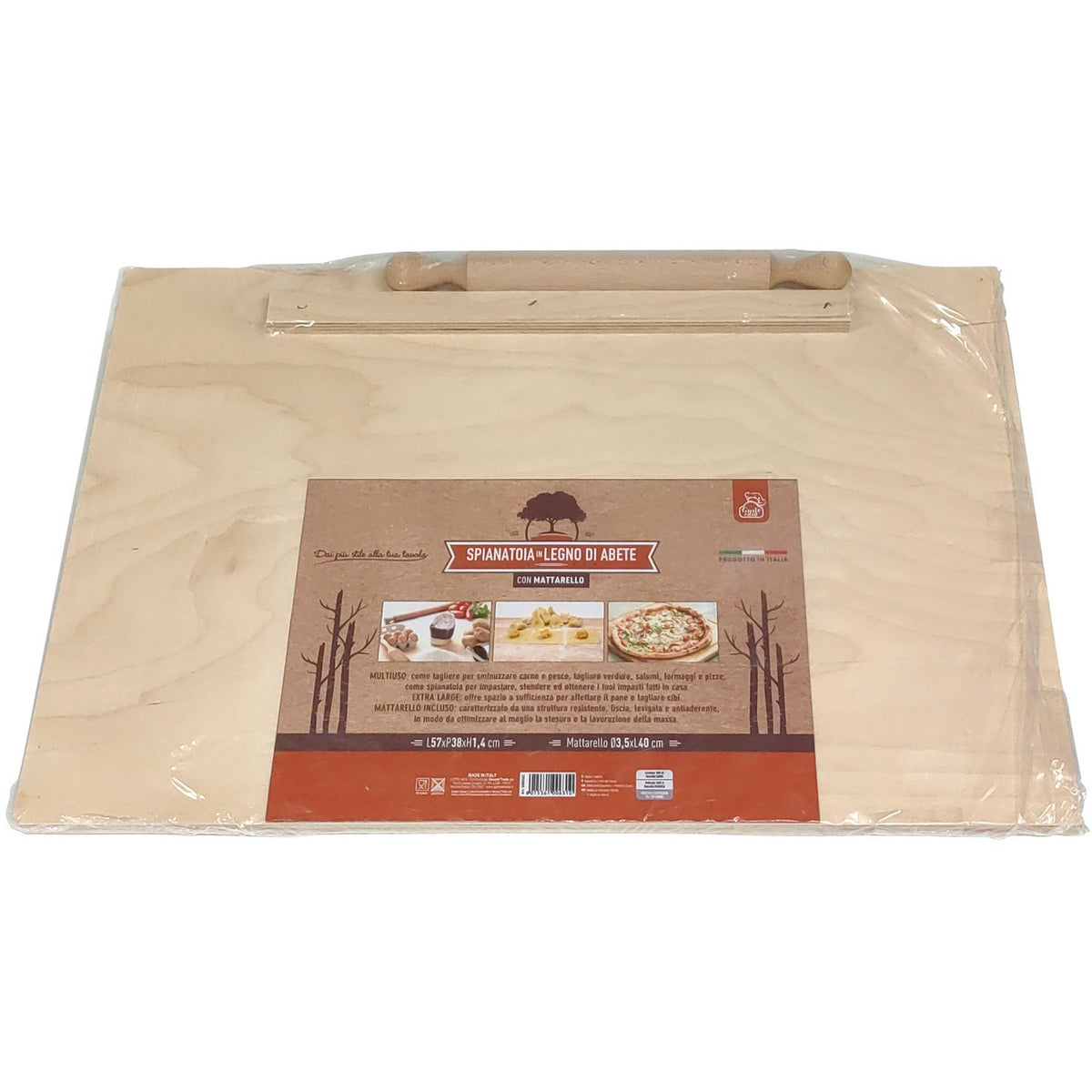 GUSTO CASA - Spianatoia in legno di abete con matterello - 57x38 cm – Shop  On Line Happy Casa Store