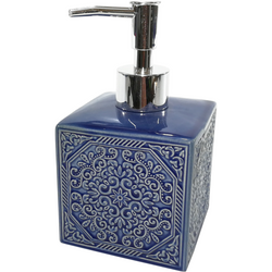 VESTIAMO CASA - Dispenser blu damascato ricaricabile per sapone liquido - 400ml