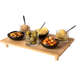 GUSTO CASA - Antipastiera vassoio in bamboo con bicchieri, coppette e cucchiaini