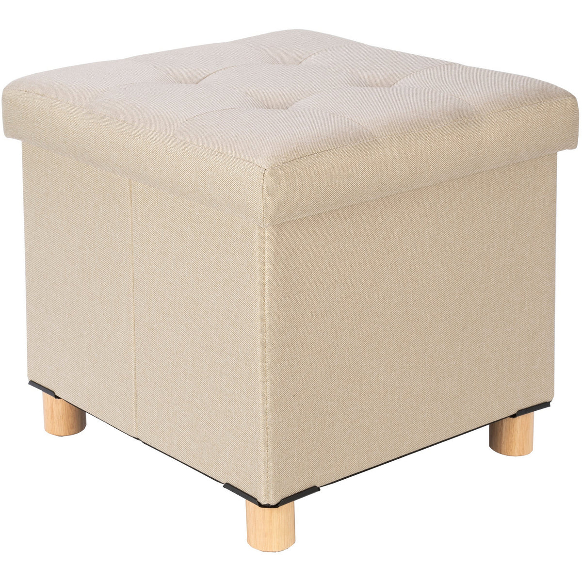 VESTIAMO CASA - Pouf contenitore richiudibile beige con piedi in legno –  Shop On Line Happy Casa Store