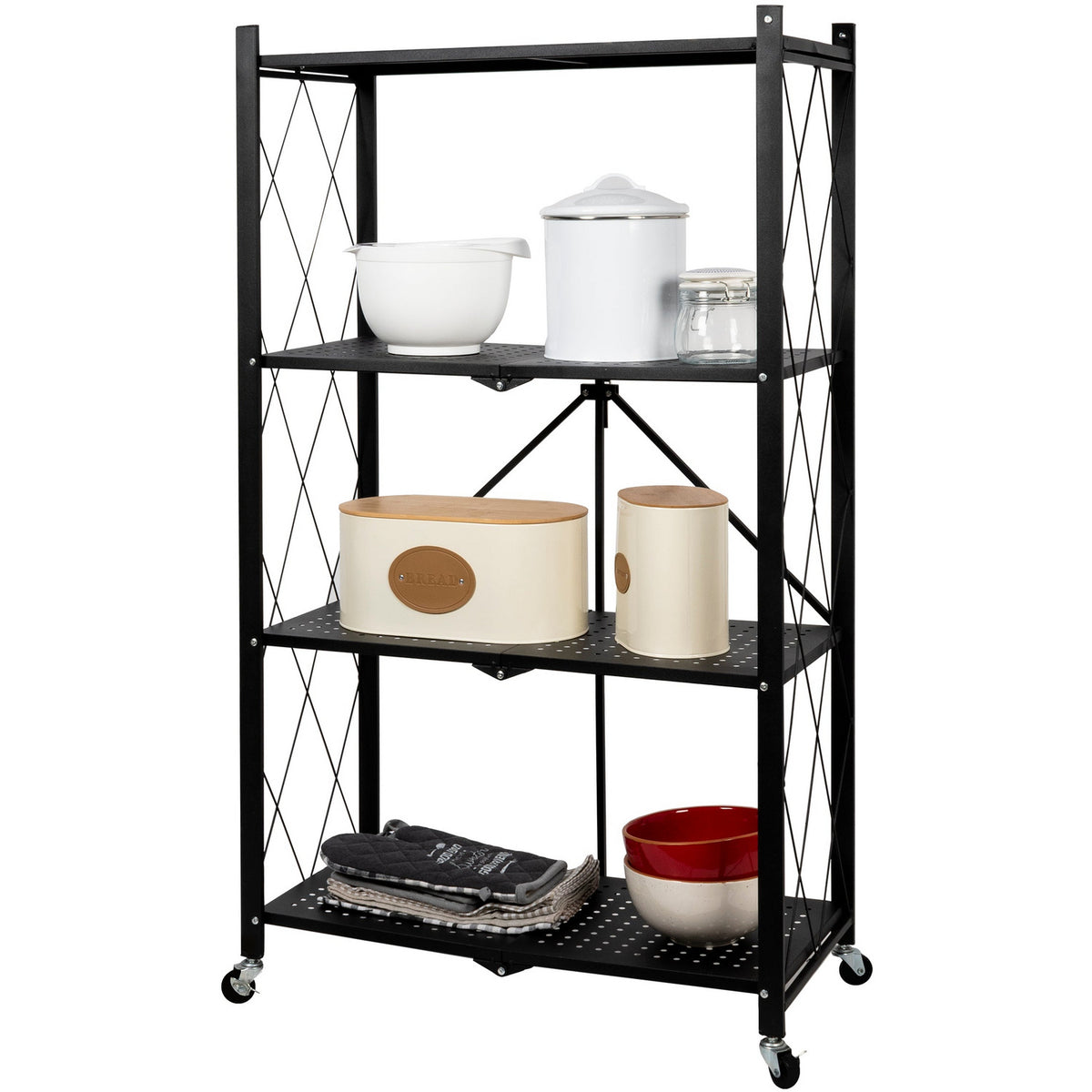 VESTIAMO CASA - Scaffale Multiuso in metallo Nero 4 ripiani - h173x75x –  Shop On Line Happy Casa Store