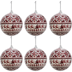 VESTIAMO CASA GRAN NATALE - Palle di Natale bianche con rosso set 6 pezzi diametro 8cm