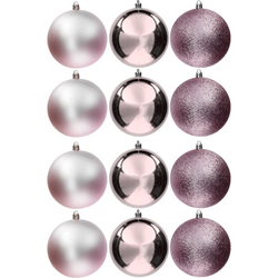 VESTIAMO CASA GRAN NATALE - Palle di Natale rosa mix diametro 8cm - set 12 pezzi