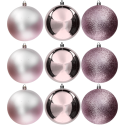 VESTIAMO CASA GRAN NATALE - Palle di Natale rosa mix diametro 10cm - set 9 pezzi
