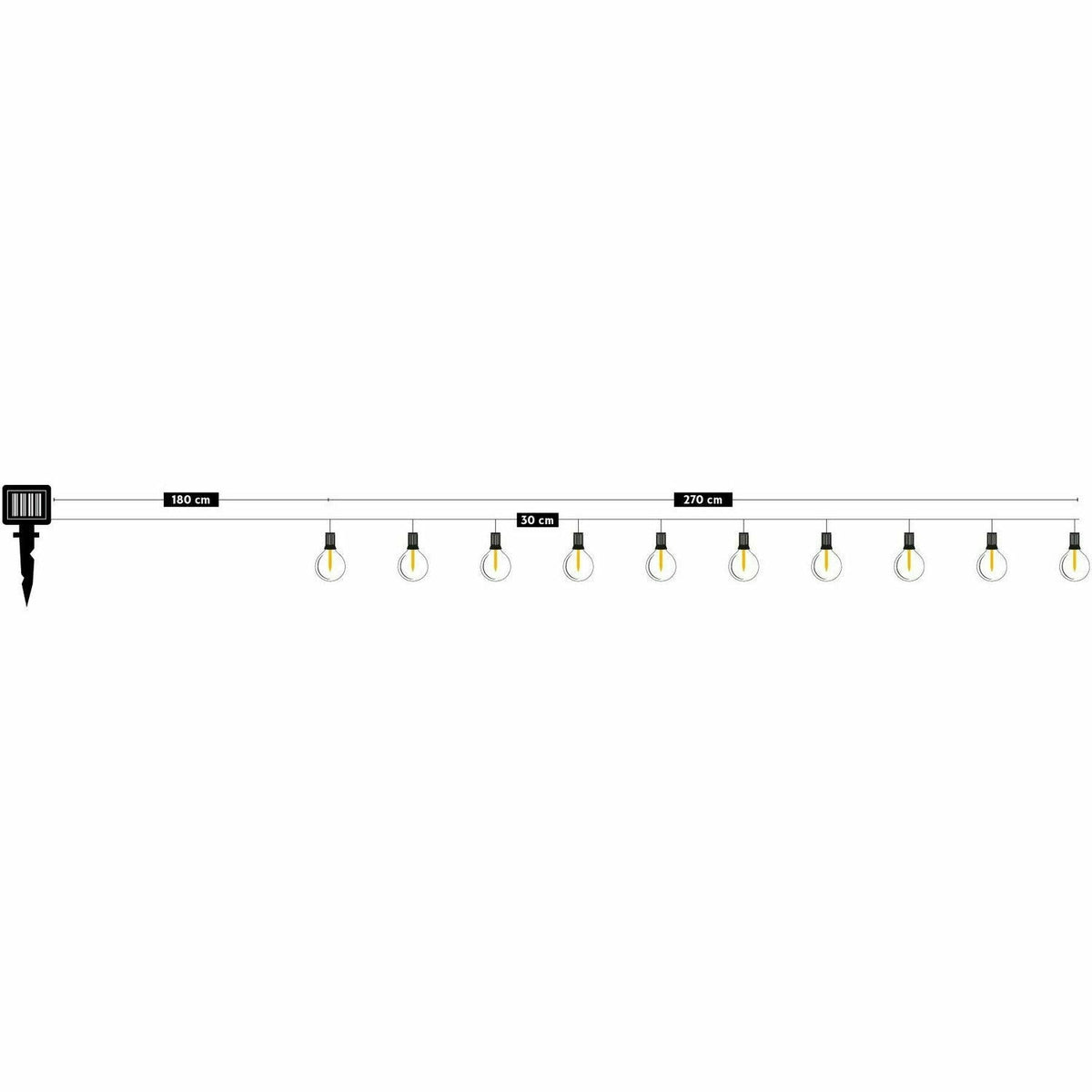 DICTROLUX - Catena luminosa 10 lampadine solari luce calda da