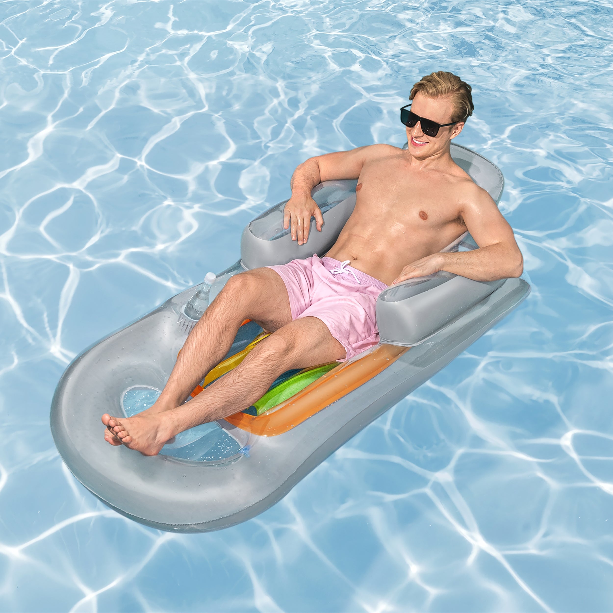 BESTWAY - Materassino gonfiabile con schienale Summer Colors 161x84cm