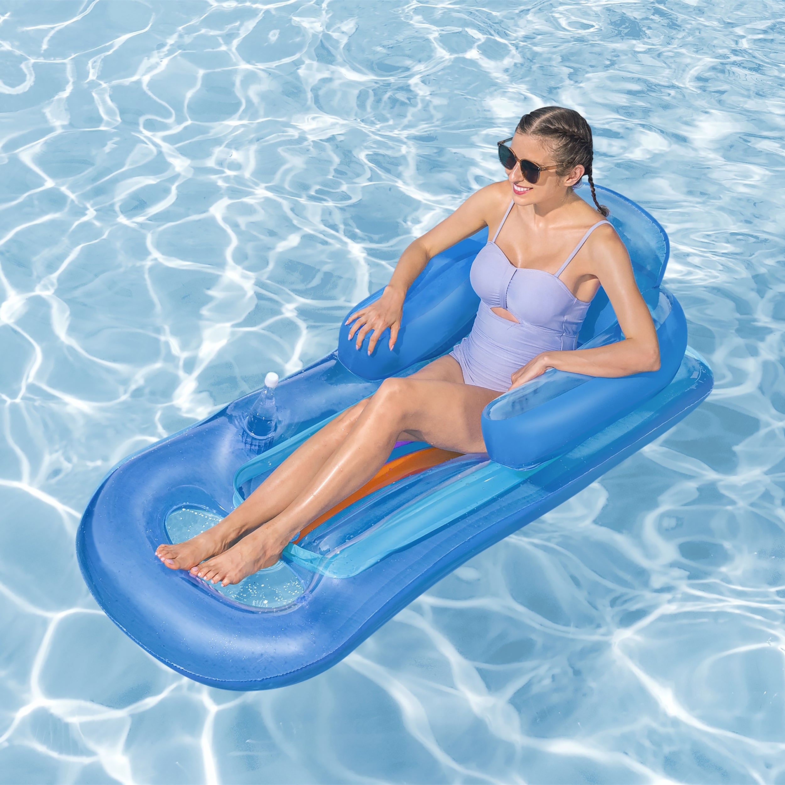 BESTWAY - Materassino gonfiabile con schienale Summer Colors 161x84cm