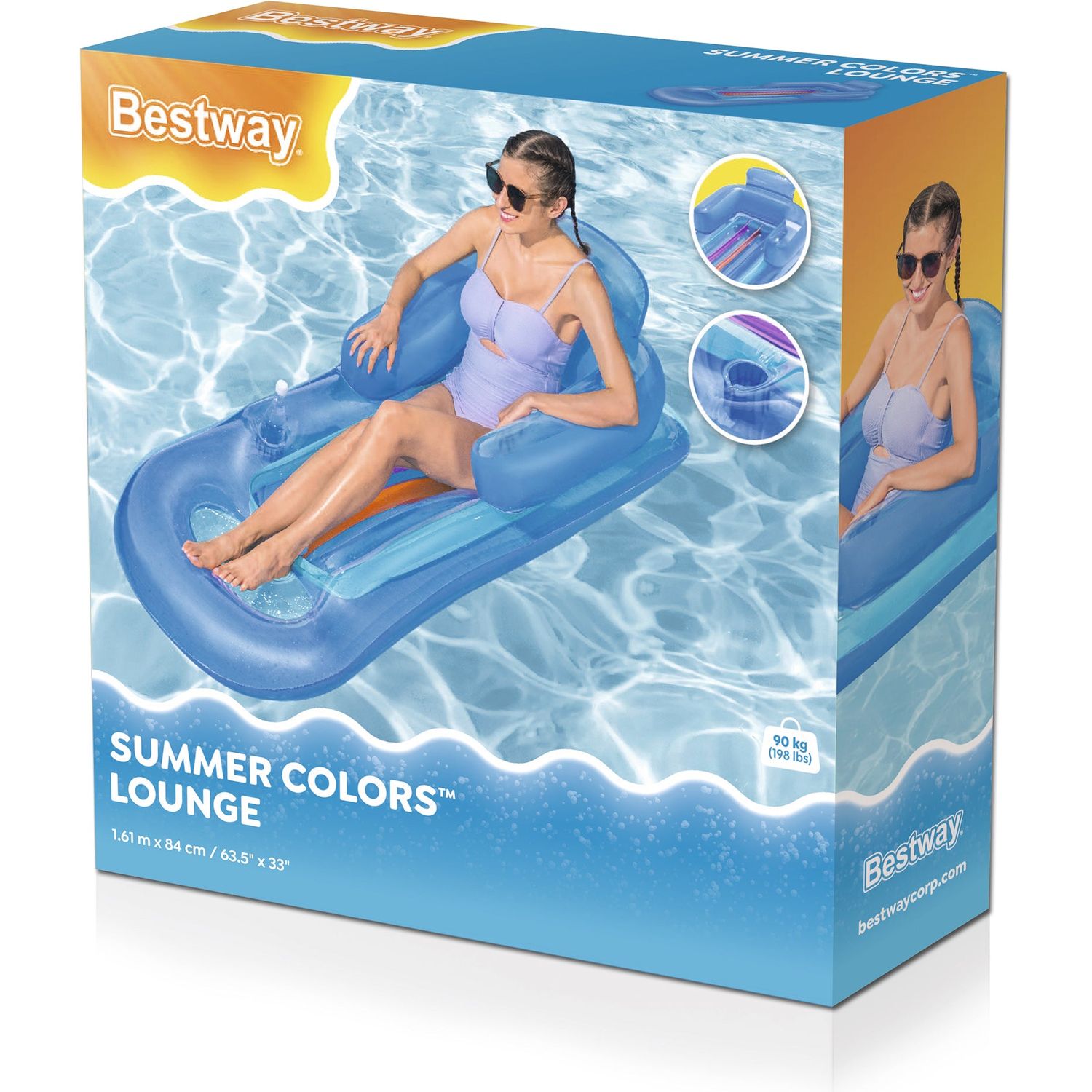 BESTWAY - Materassino gonfiabile con schienale Summer Colors 161x84cm
