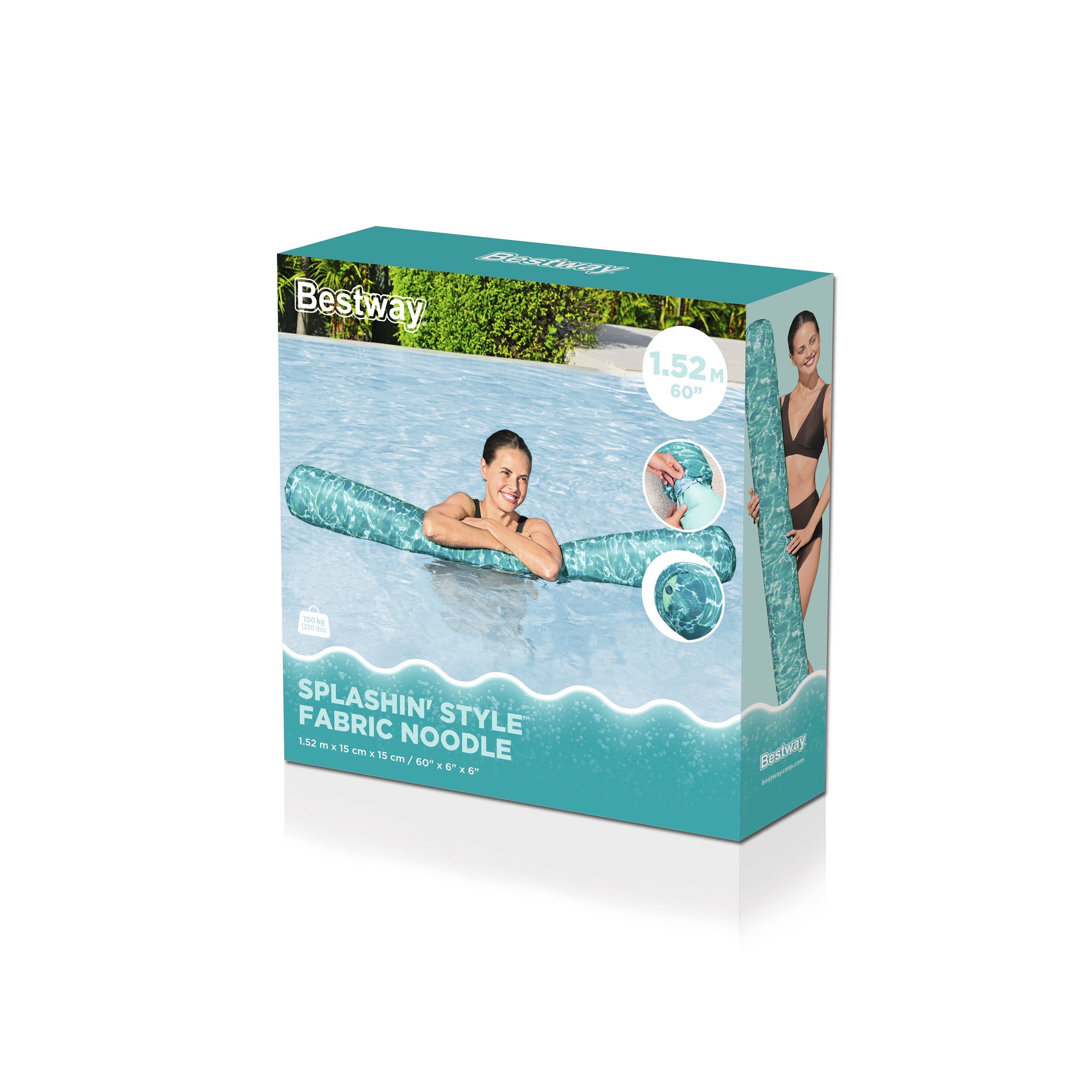 BESTWAY - Tubo Gonfiabile Galleggiante Poolnudel Splashin' Style con rivestimento in tessuto 150x23 cm