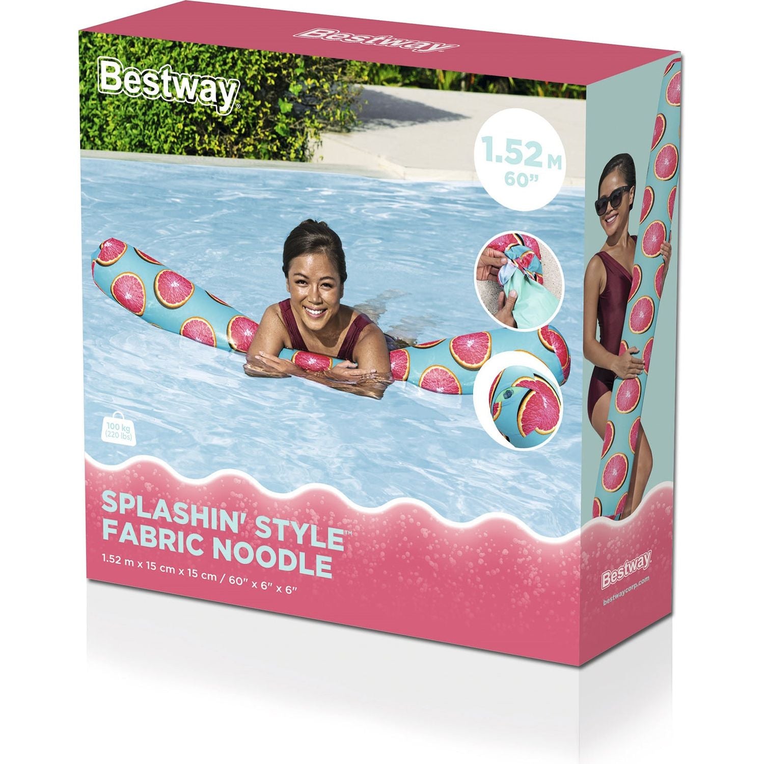 BESTWAY - Tubo Gonfiabile Galleggiante Poolnudel Splashin' Style con rivestimento in tessuto 150x23 cm