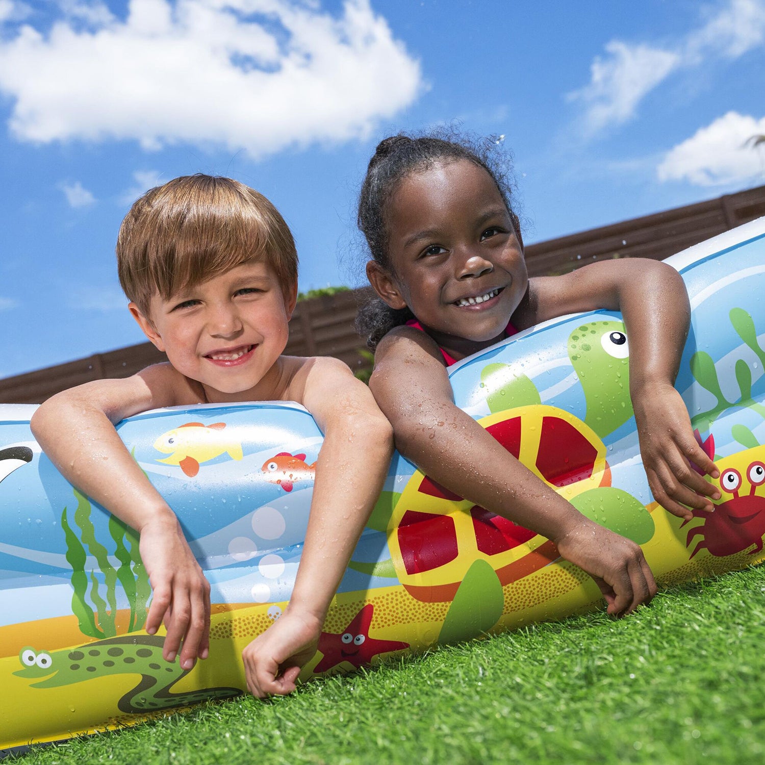 BESTWAY - Piscina per Bambini Pesci Tropicali con tetto di protezione solare - h114x140x140 cm