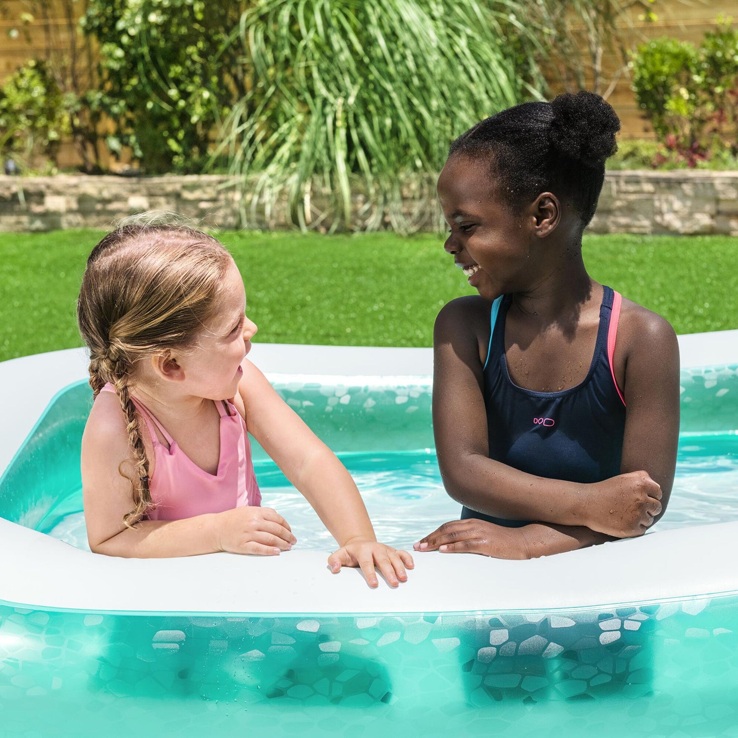 BESTWAY - Piscina Family gonfiabile rettangolare a 2 anelli - altezza 51x201x150 cm