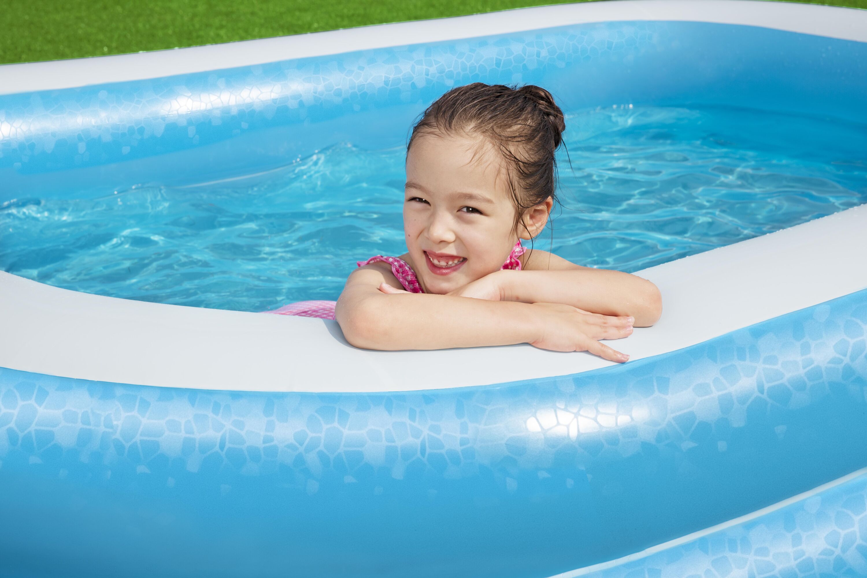 BESTWAY - Piscina Family gonfiabile rettangolare a 2 anelli - altezza 51x262x175cm