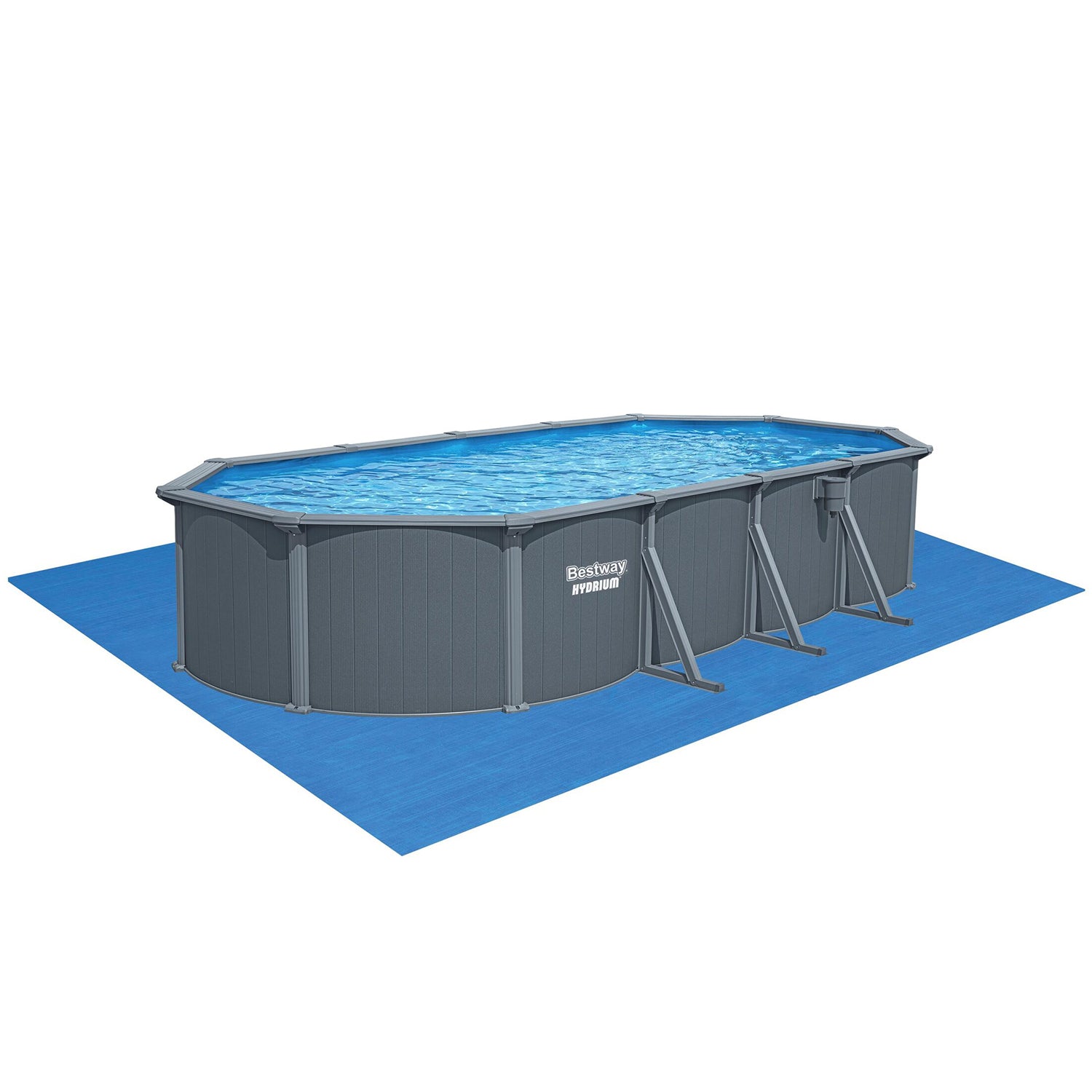 BESTWAY - Piscina fuori terra Ovale Hydrium™ Grigia Effetto Legno altezza 122x732x366 cm