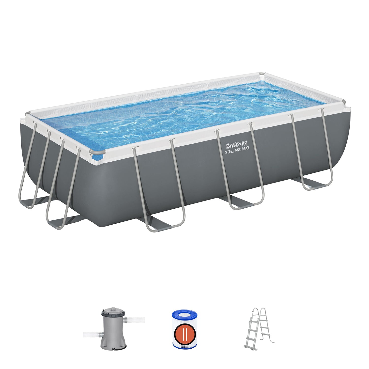 BESTWAY - Piscina fuori terra Rettangolare Power Steel - altezza 100x404x201 cm