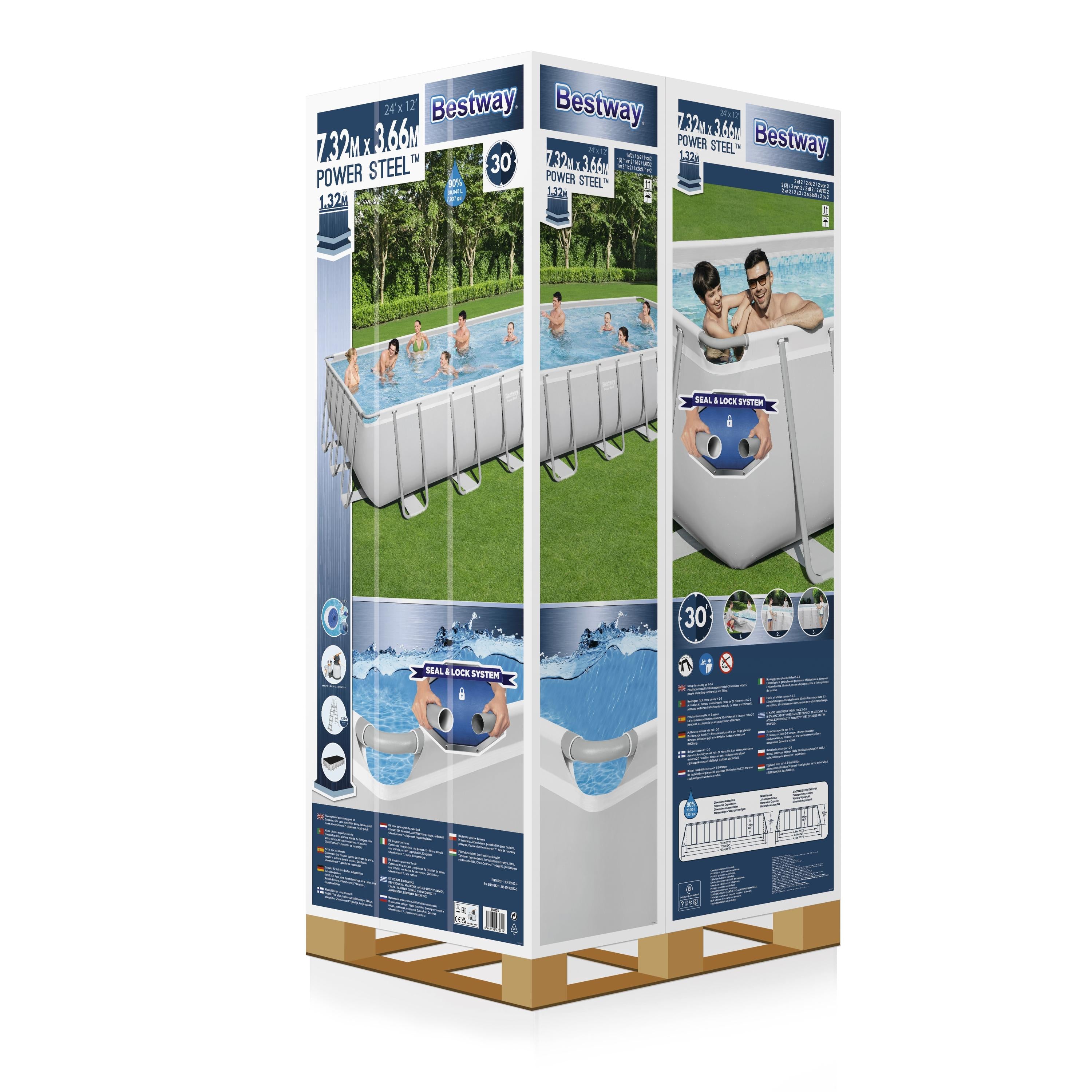 BESTWAY - Piscina fuori terra Rettangolare Power Steel - altezza 132x732x366 cm