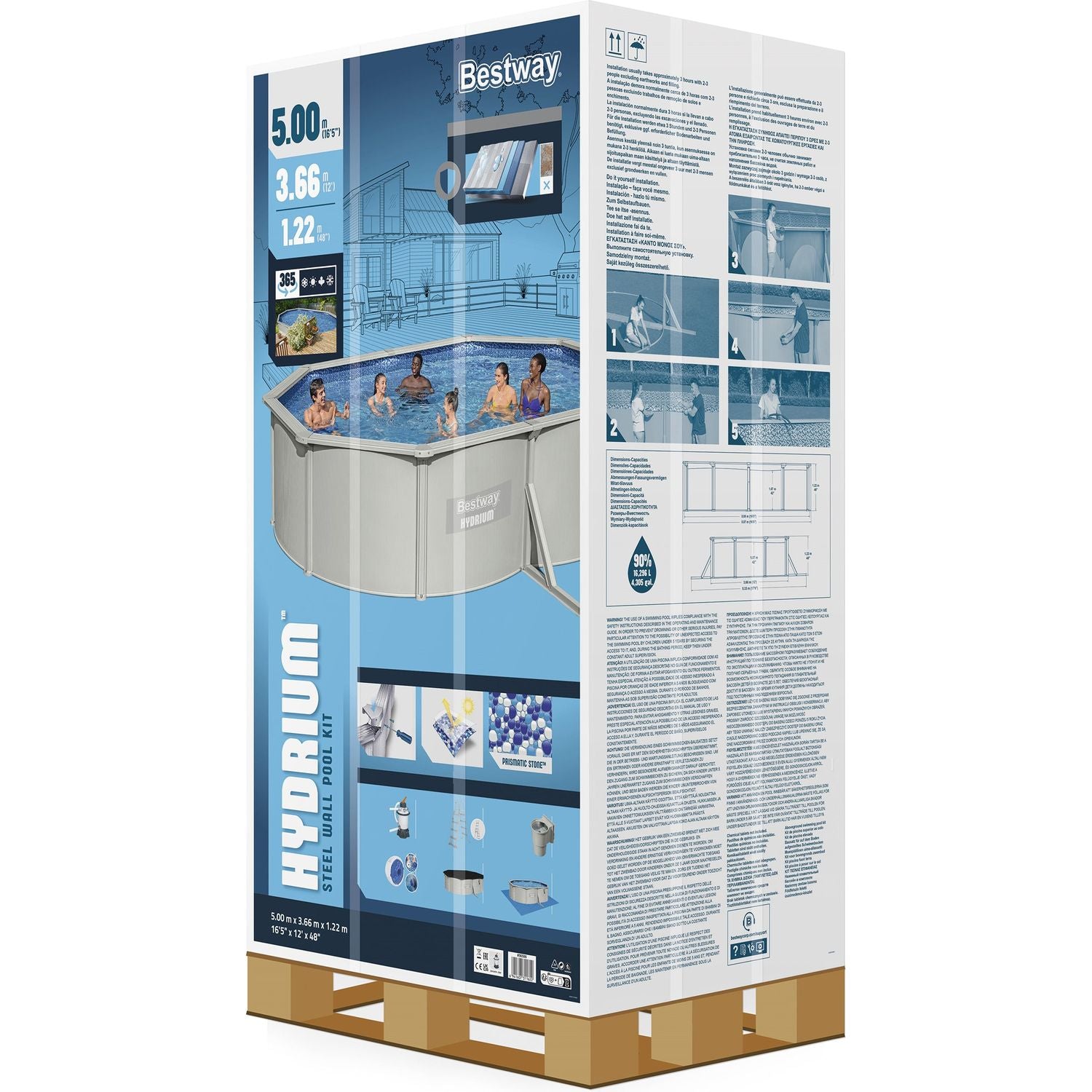 BESTWAY - Piscina fuori terra Ovale Hydrium colore grigio granito - altezza 122x500x366 cm
