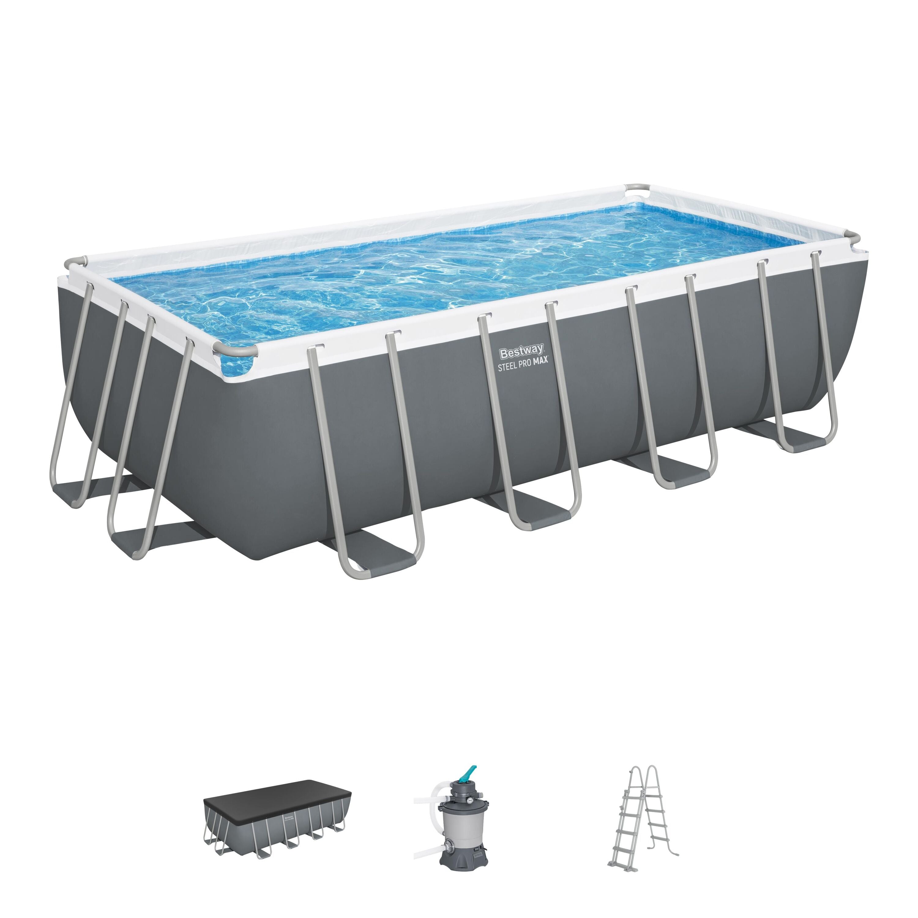 BESTWAY - Piscina fuori terra Rettangolare Steel Pro MAX - altezza 122x488x244 cm