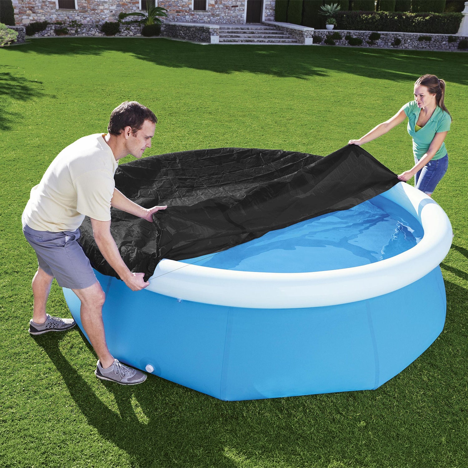 BESTWAY - Copertura rotonda per piscine fuori terra Fast Set da 244 cm